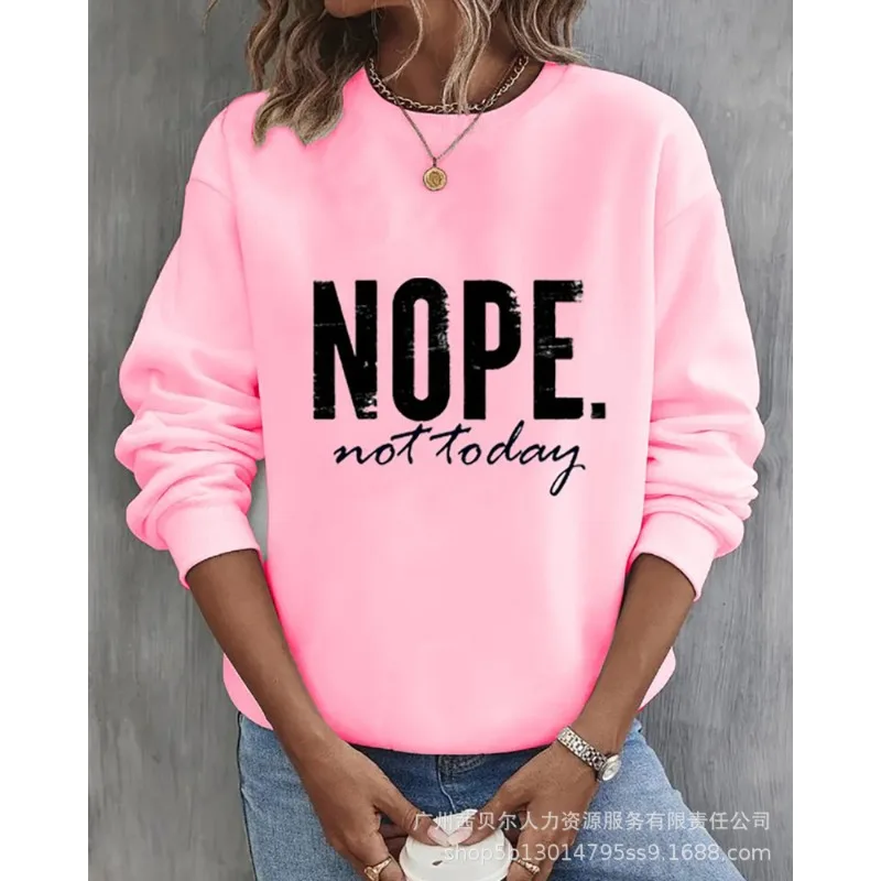 

Wepbel Y2K Words and Letters Loose Sweatshirt Women Solid Color Fashion Long Sleeve Pullover Sweatshirt Casual Sports Tops