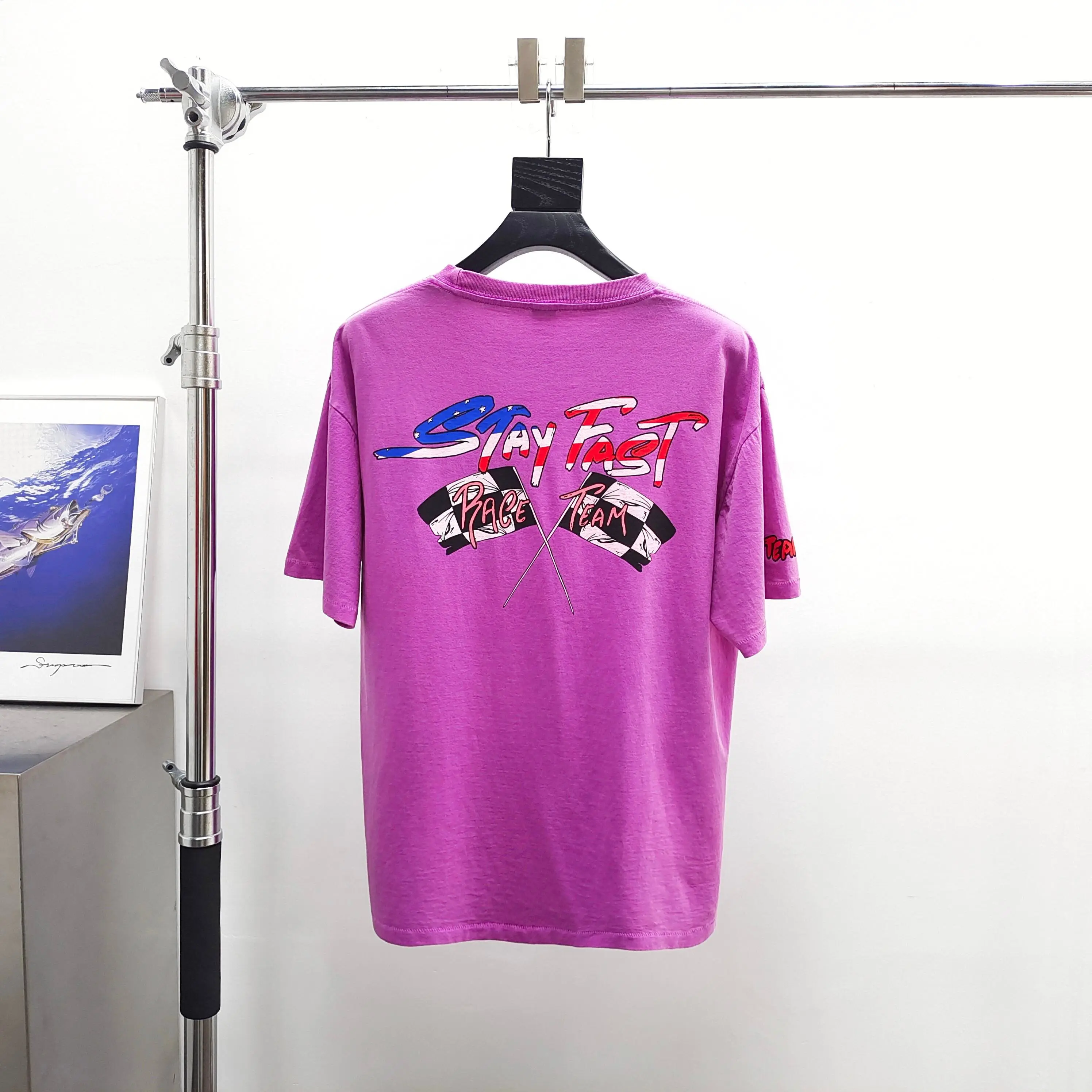 Matty Boy Anti Promo Racing Letter Pocket Purple Short Sleeve Tee