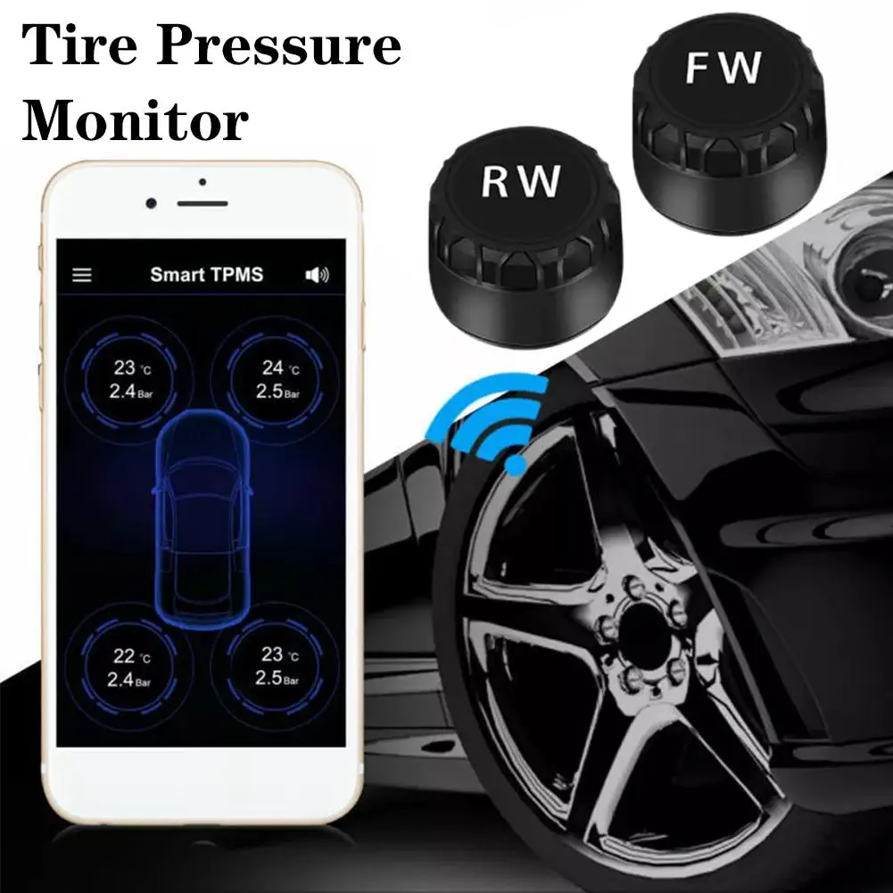 Bluetooth Car TPMS Tire Pressure Monitoring System With 2 External Sensors Motorcycle Car Tyre Pressure Sensor For LOS Android