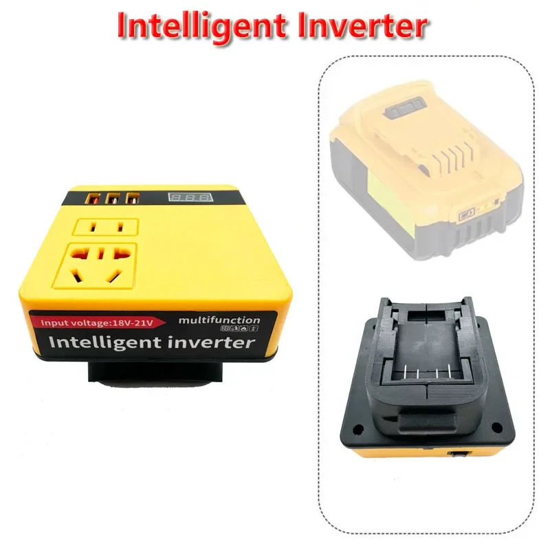 Power Inverter for Dewalt 20V Battery DC 20V Battery Inverte Power Station Generator Battery Powered Outlet with Current Display