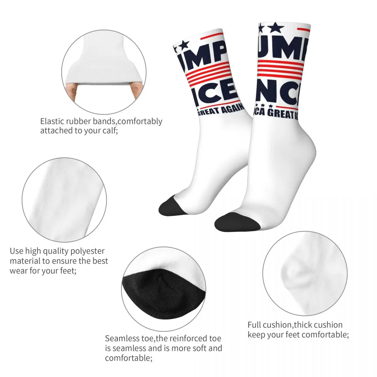 Trump J D Vance Design Theme All Season Socks Merch for Men Breathable Crew Socks