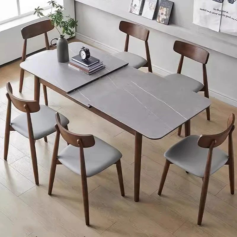 Rectangle Extension Dining Table Modern Luxury Space Saving Wooden Dining Table Chairs Living Room Table Basse Home Furniture