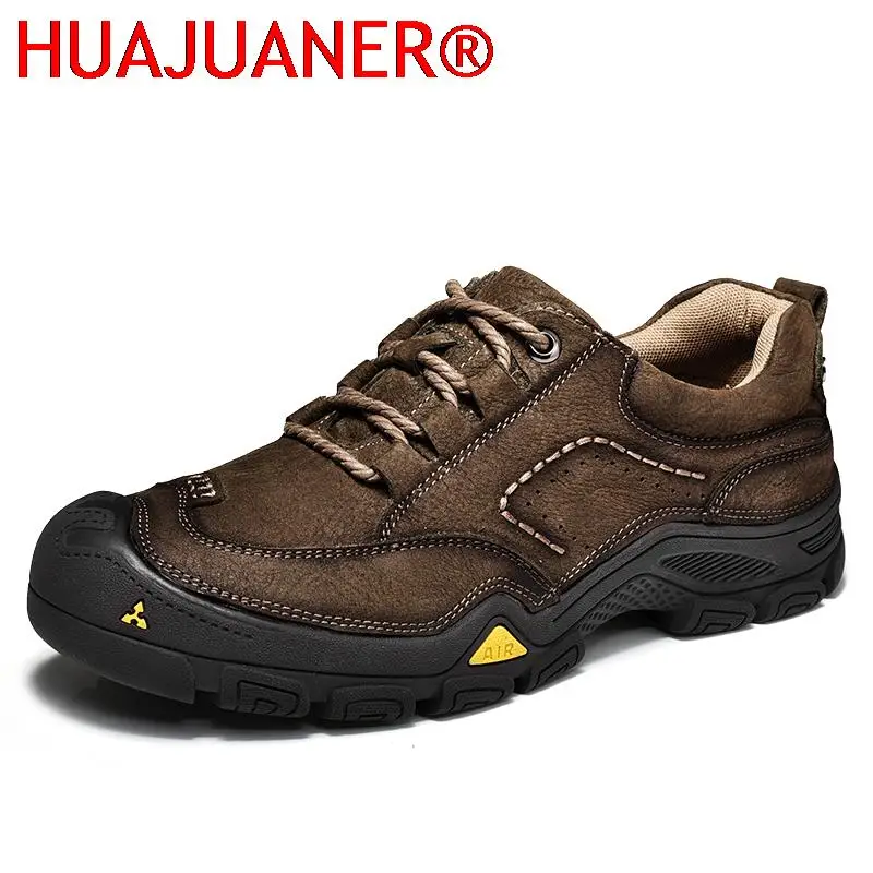 New Luxury Waterproof Hiking Shoes Men Breathable Non-slip Genuine Leather Outdoor Shoes High Quality Handmade Climbing Sneakers