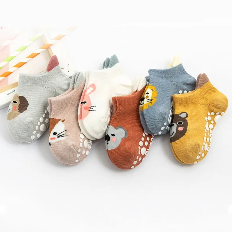 Cartoon Baby Socks Anti Slip Kids Girl Boy Short Socks With Rubber Soles Spring Autumn Soft Cotton Infant Toddler Floor Socks