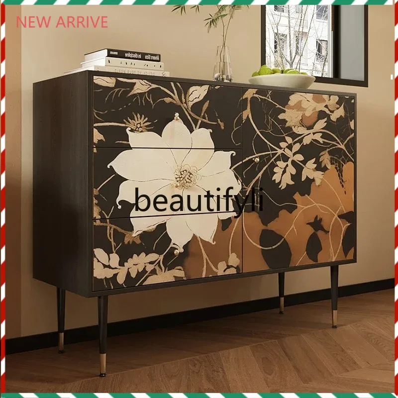 

D2520 Medieval style bucket cabinet, living room against the wall storage locker decorative cabinet home wine cabinet painting