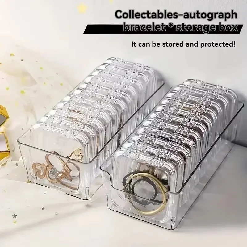 10 قطعة صناديق أكريليك لتخزين الأظافر مع أوراق لاصقة شفافة وصناديق أظافر شفافة وأداة تخزين المجوهرات والاكسسوارات