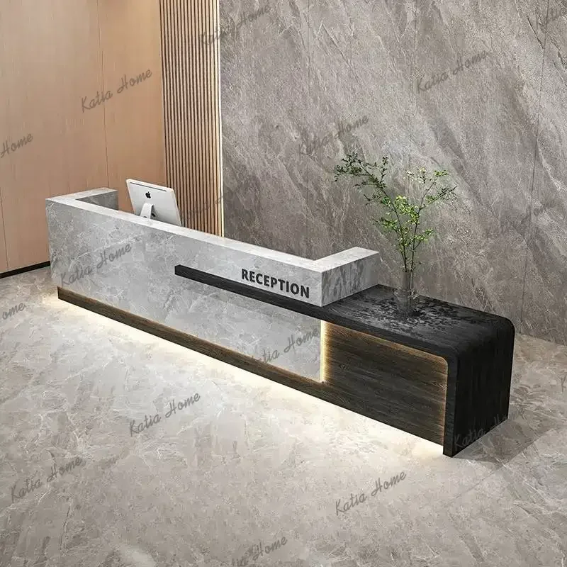 FG Restaurant Storage Reception Desks Modern Design Indoor Classic Reception Counter Corner Business Bancone Per Negozio Furnitu
