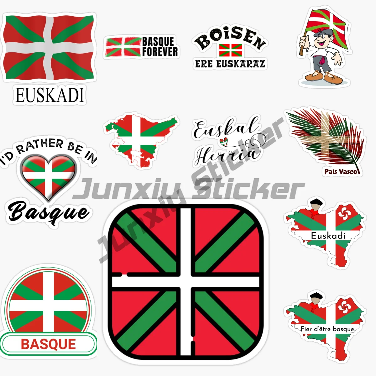 

EUSKADI Map Flag Car Sticker Quality Waterproof Vinyl PVC Self-adhesive Decal Car Accessories Reflective Sunscreen Decoration