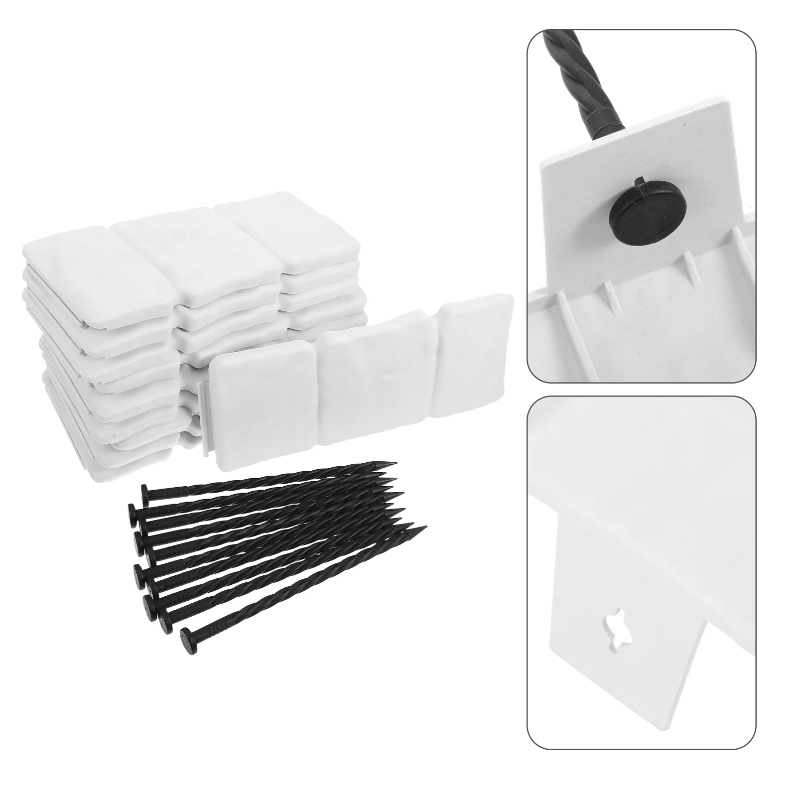 

10 Pcs Gardening Fence Edging Border Boarding Stone Flower Bed White Plastic Edge