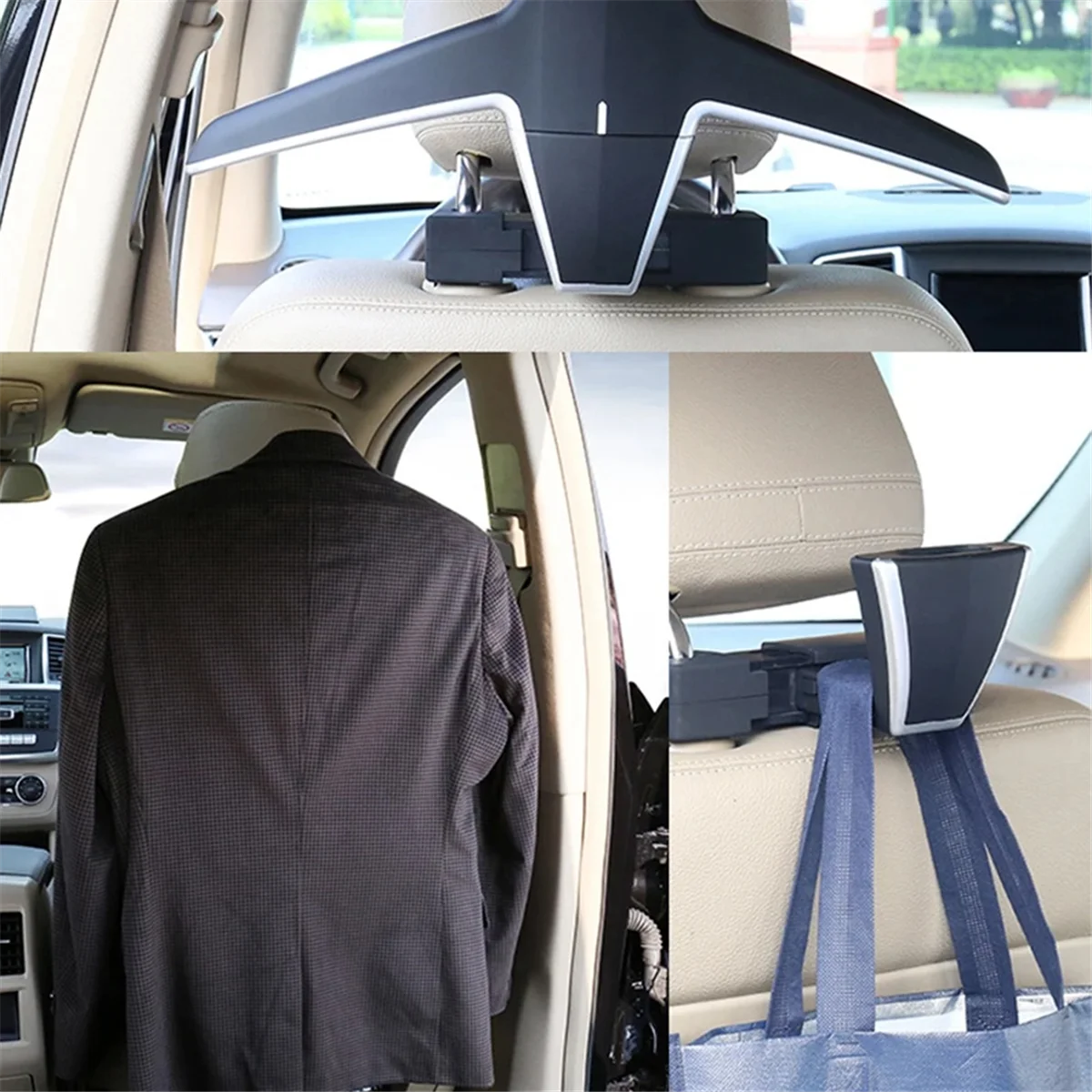 Car Clothes Hanger Multifunctional Car Seat Hook Hanger Headrest Coat Hanger Clothes Suits Holder Bear Load 20 KG