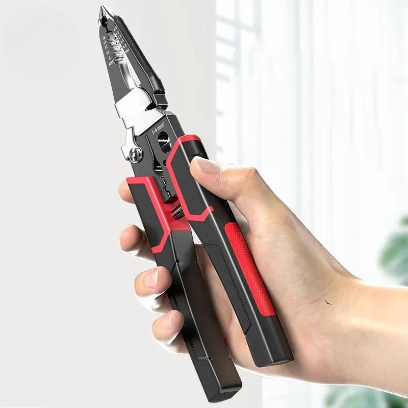 BIESUO 9 IN 1 Multi-Function Wire Stripper Needle Nose Pliers Electrician Stripper Pliers Terminal Crimping Hand Tools