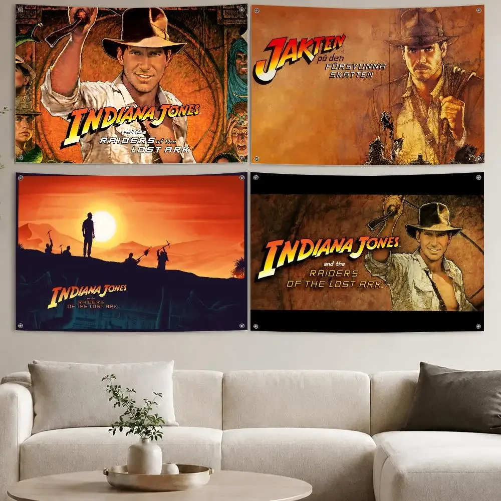 Indiana-Joness Adventure Movie Flags Aesthetic Wall Tapestry Printed Wall Hanging Living Room Party Outdoor Decor