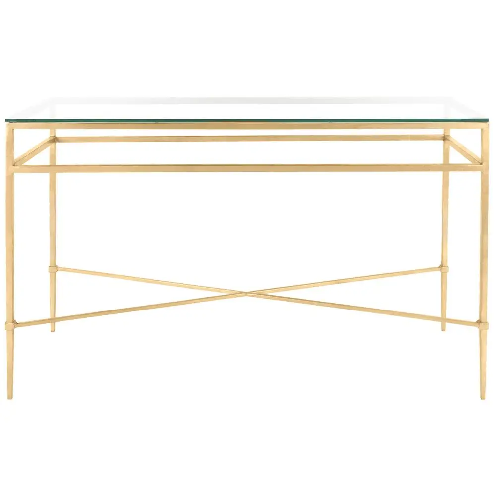 American Homes Collection Baumgarten Antique Gold Glass Couture Console Table