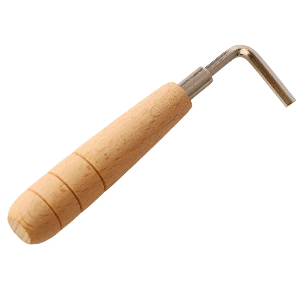 Wood+Metal Guitar Truss Rod Wrench Non-Slip Grip Silver+Wood Hex Wrench Spanner Hexagonal Design Portable Guitar Wrench