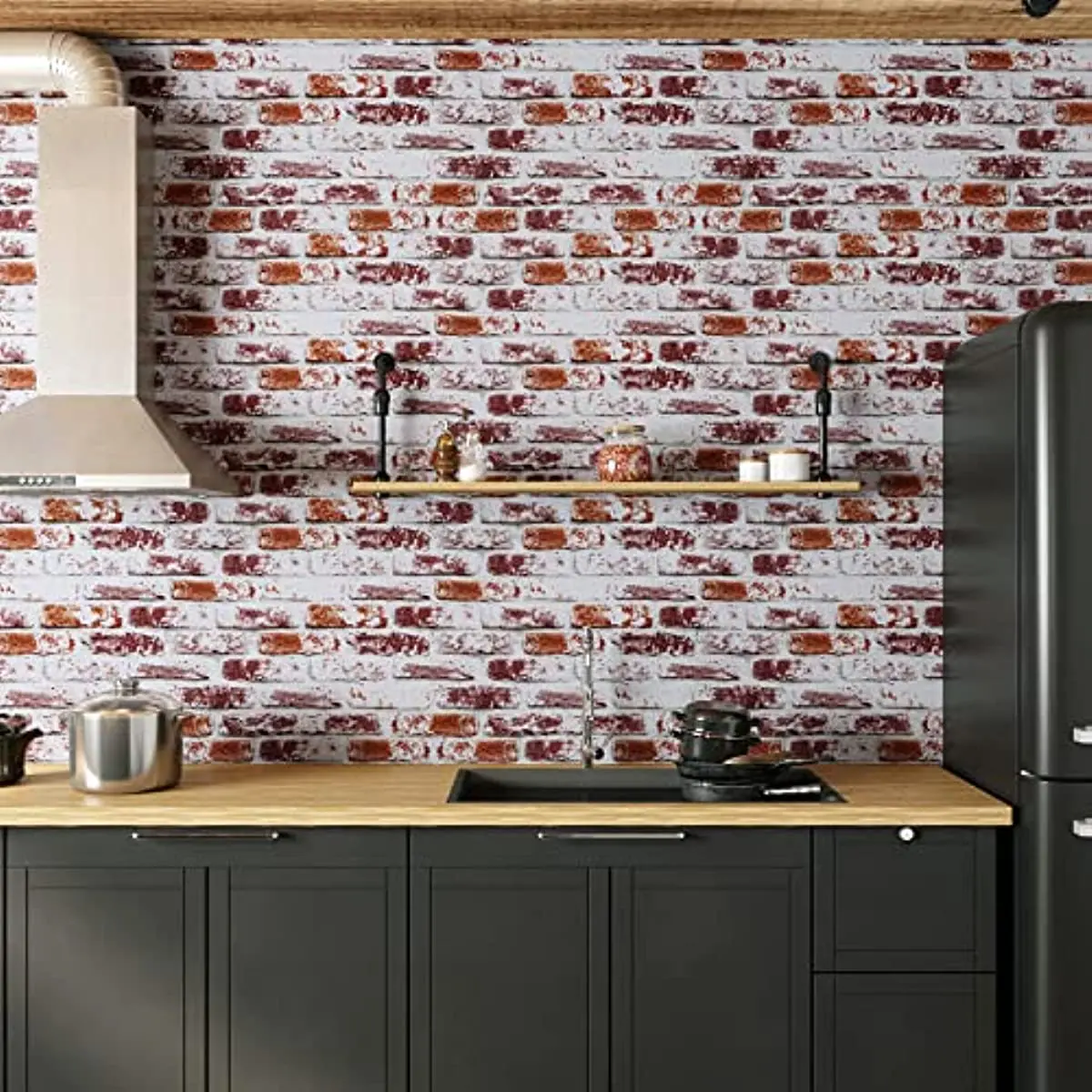 Rustic Painted Red Brick Peel and Stick Wallpaper Brick Contact Paper Faux Brick Self Adhesive Removable Wallpaper Wall Decor