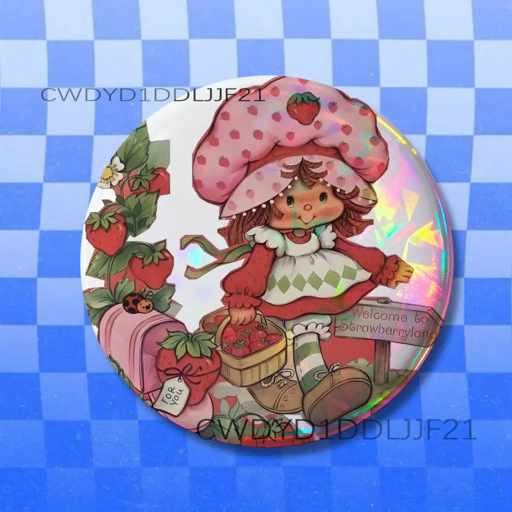 S-Strawberry S-Shortcake Pink  Button Pins Cool Anime Cosplay Badges Clothes Backpack Decorations Brooch Gifts