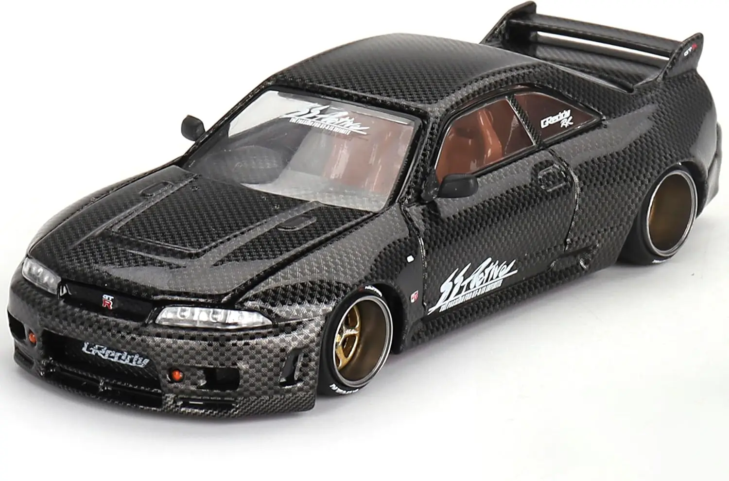 Skyline R33 Active Carbon RHD (guida a destra) Nero carbonio Progettato da Jun Imai Kaido House Special 1/64 Diecast Model Car