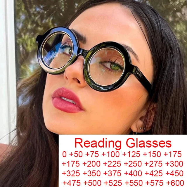 2024 Vintage Black Round Reading Glasses Women Men Big Frame Presbyopic Eyeglasses Blocking Blue Light Hyperopia Eyewear 1.75 AliExpress