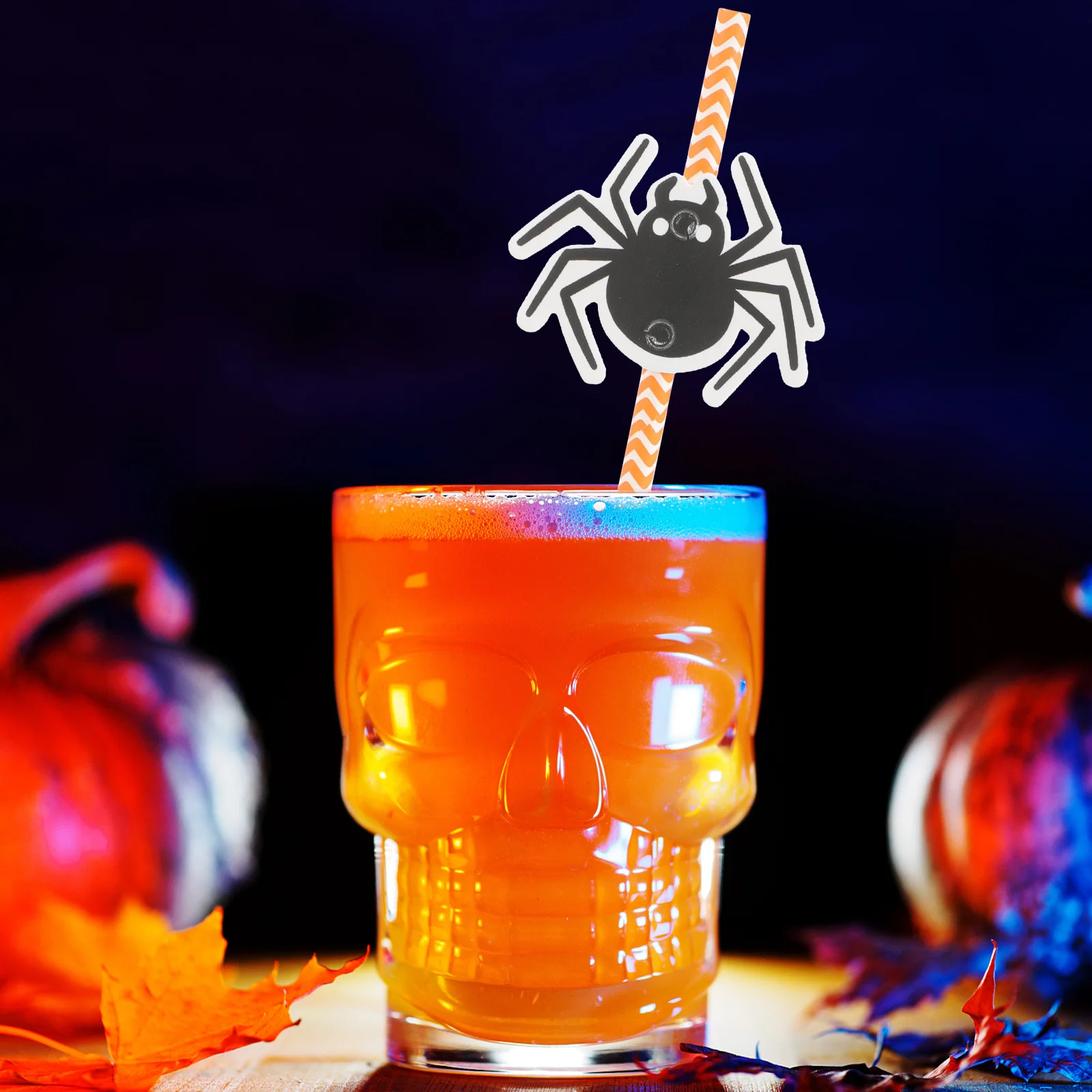 

24Pcs Halloween Straws Paper Novelty Party Drinking Beverage Juice Cocktail Decors Supplies Cute Spider Design