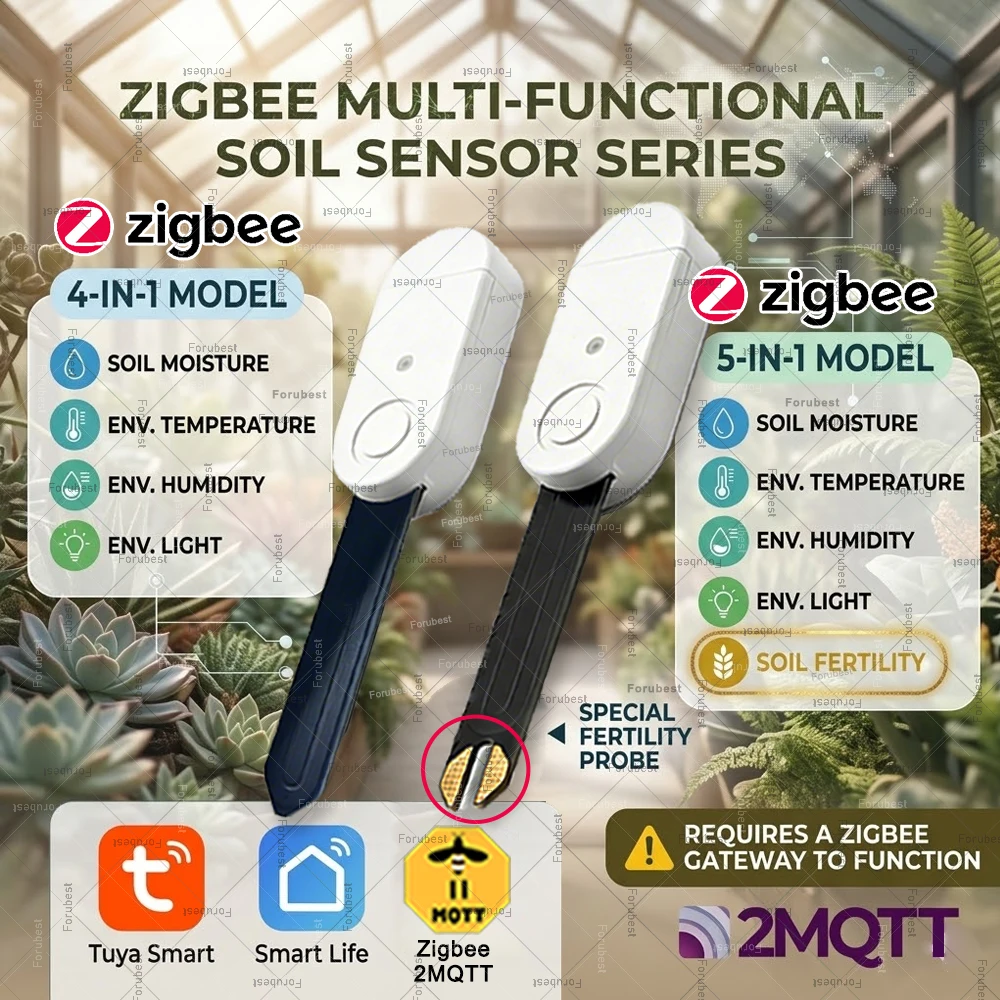 

Датчик влажности почвы Zigbee, измеритель освещенности, плодородия, температуры и влажности, умный тестер почвы, датчик влажности, мониторинг в реальном времени