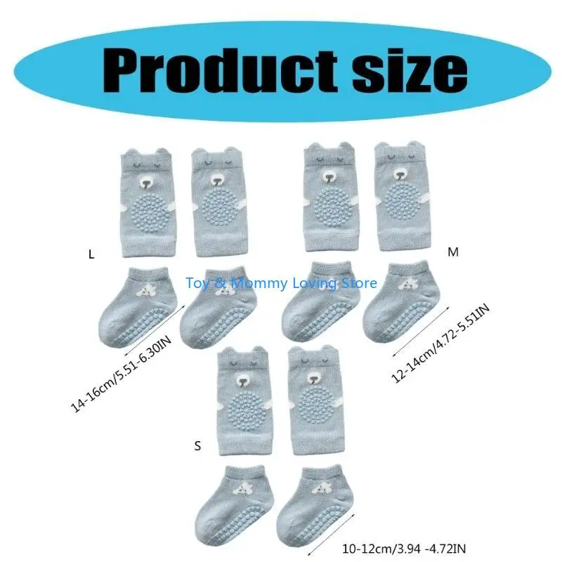 Y1QF الكرتون الدب الطفل منصات الركبة والجوارب الأرضية للطفل 0-48 أشهر مكافحة الانزلاق الزحف الاستكشاف الآمن للرضع #6