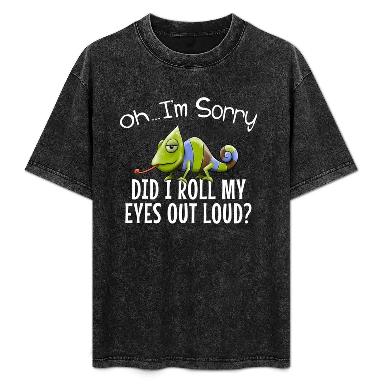 

I'm Sorry Did I Roll My Eyes Out Loud Grumpy Chameleon Fun T-Shirt blue archive mens fashion