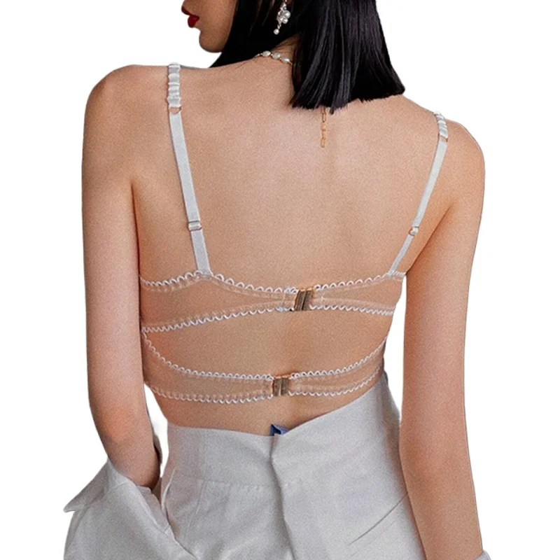 

KUCLUT Black Eyelash Lace Bras For Women Ultra Thin Underwire Push Up Brassiere Embroidery Underwear Top Backless Sexy Lingerie