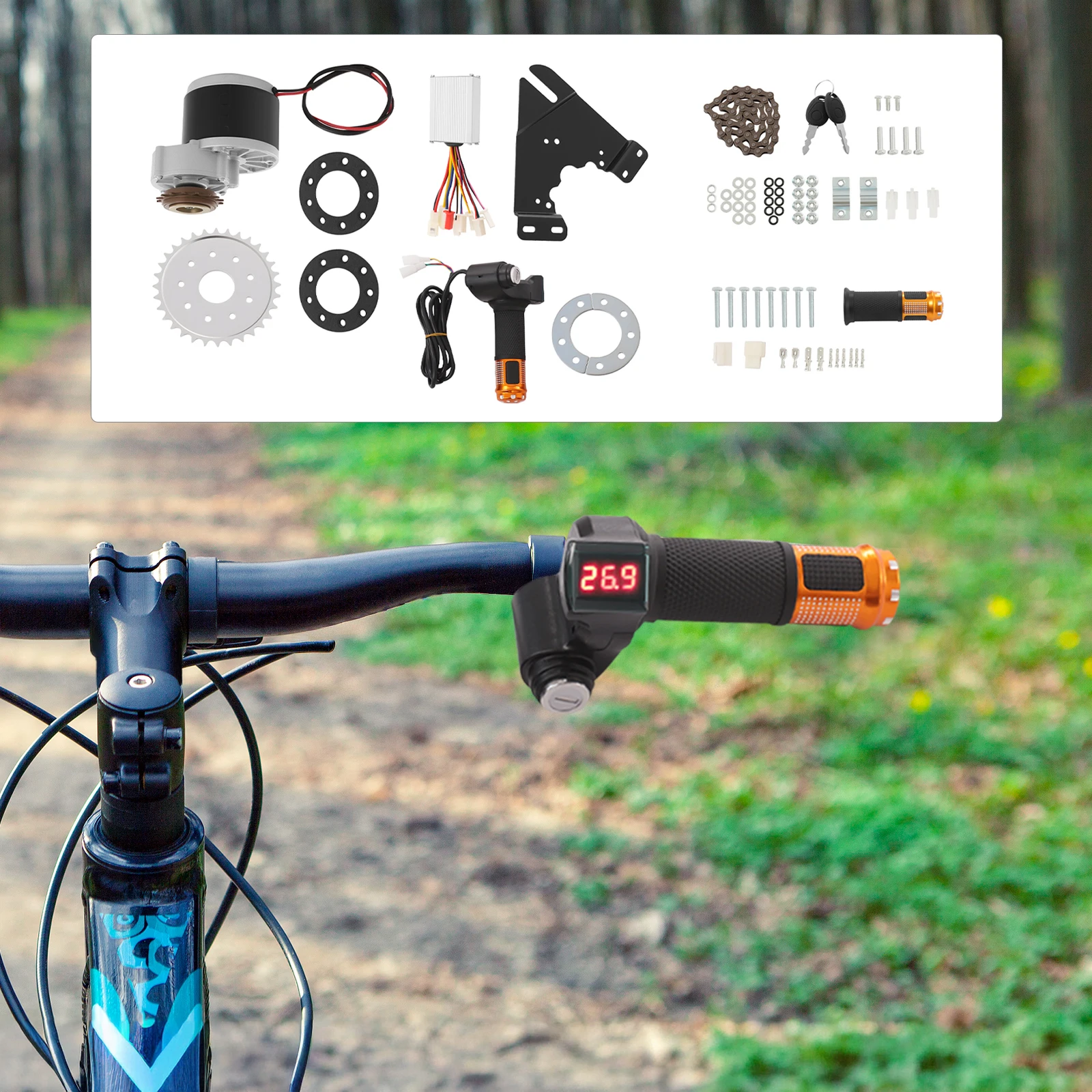 Kit di conversione bici elettrica 24V 250W, motore in rame puro spazzolato, kit di modifica bici elettrica con display a LED, installazione semplice