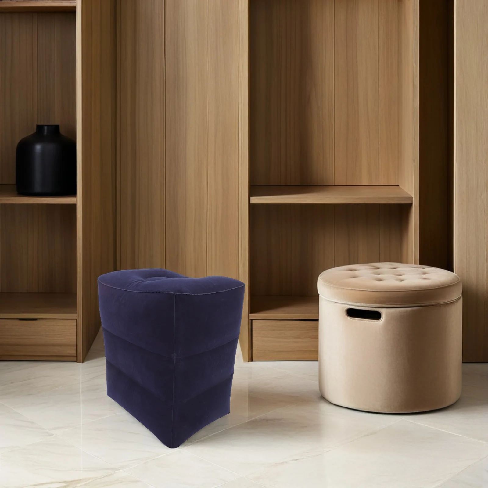 Bantal Kaki Tiup untuk Perjalanan Pesawat, Bantal Kaki yang Dapat Disesuaikan dan Nyaman untuk Pesawat, Kantor, Mobil, Bantal Kaki Portabel untuk Perjalanan