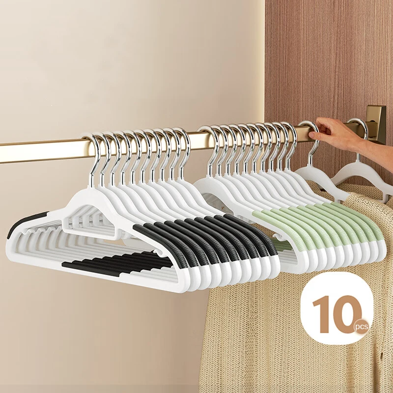 

10PCS Anti Slip Hanger Household Clothes Hanger Thick Wide Plastic Clothes Horse Portable Clothing Drying Rack Hanger Rack
