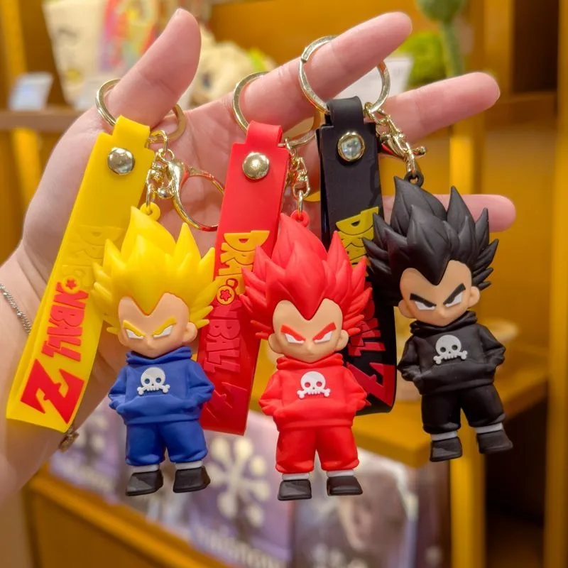 Dragon Ball Sun Wukong Vegeta dibujos animados Anime muñeca de silicona llavero moda Cool bolsa decoración colgante regalo para niños