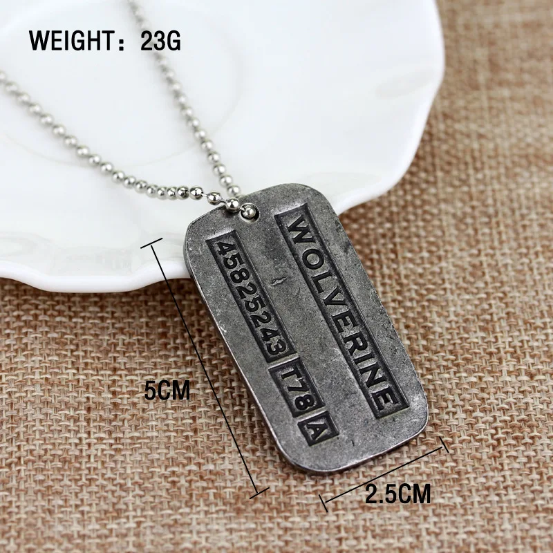 Collar de tarjeta militar de película, garras de lobo, Wolverine 45825243 T78 A, collares con colgante de etiqueta de perro, accesorios de Cosplay, regalo de Navidad