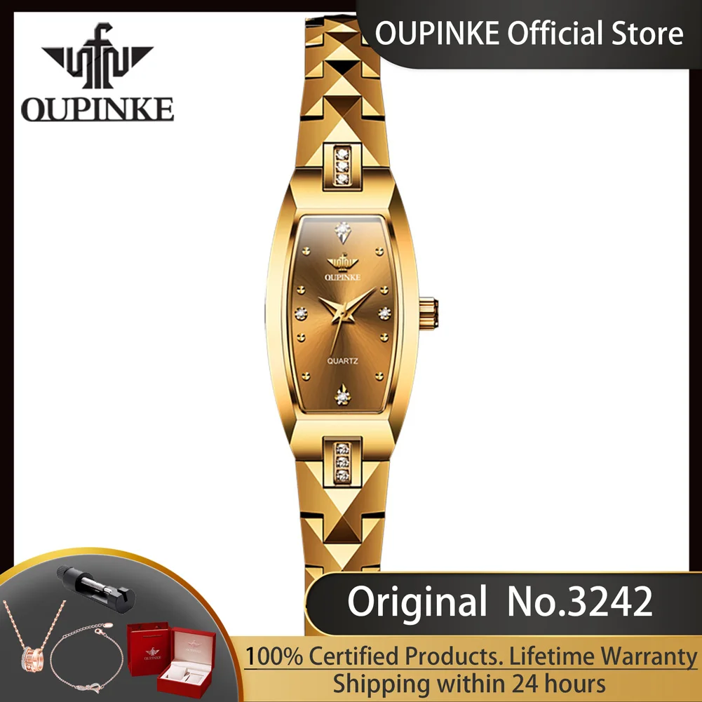 

OUPINKE 3242 Original Imported Swiss Quartz Movement Women's Wristwatch Tungsten Steel Strap Sapphire Mirror Waterproof Watches