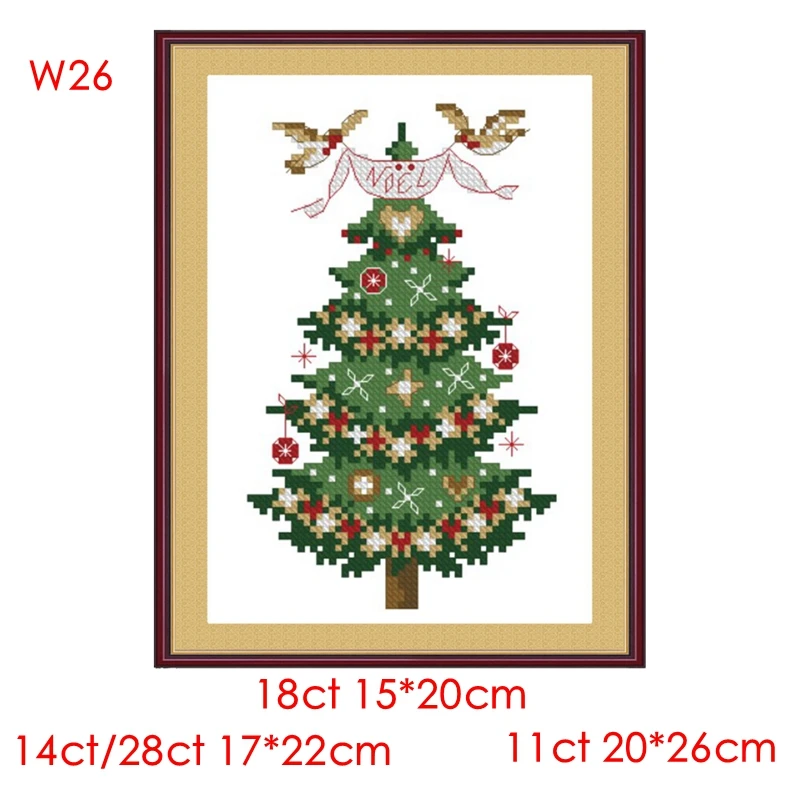 Cross Stitch Kit Christmas Tree Small Picture Gift 11ct Printed Cloth Handmade Material Pack