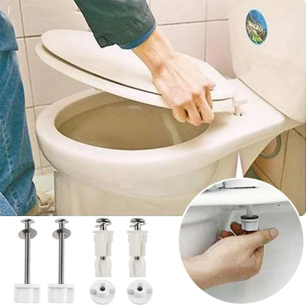 

1 Pair Plastic Toilet Lid Hinge Repair Bolts Universal Toilet Seat Cover Plate Replacement Durable Screws Washers Accessories