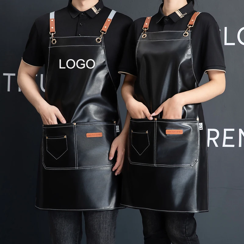 Customizable Beautyer`s Apron Perfessional Barber Waterproof Leather Work Apron For Hairdresser Man/Women With Pocket Tablier