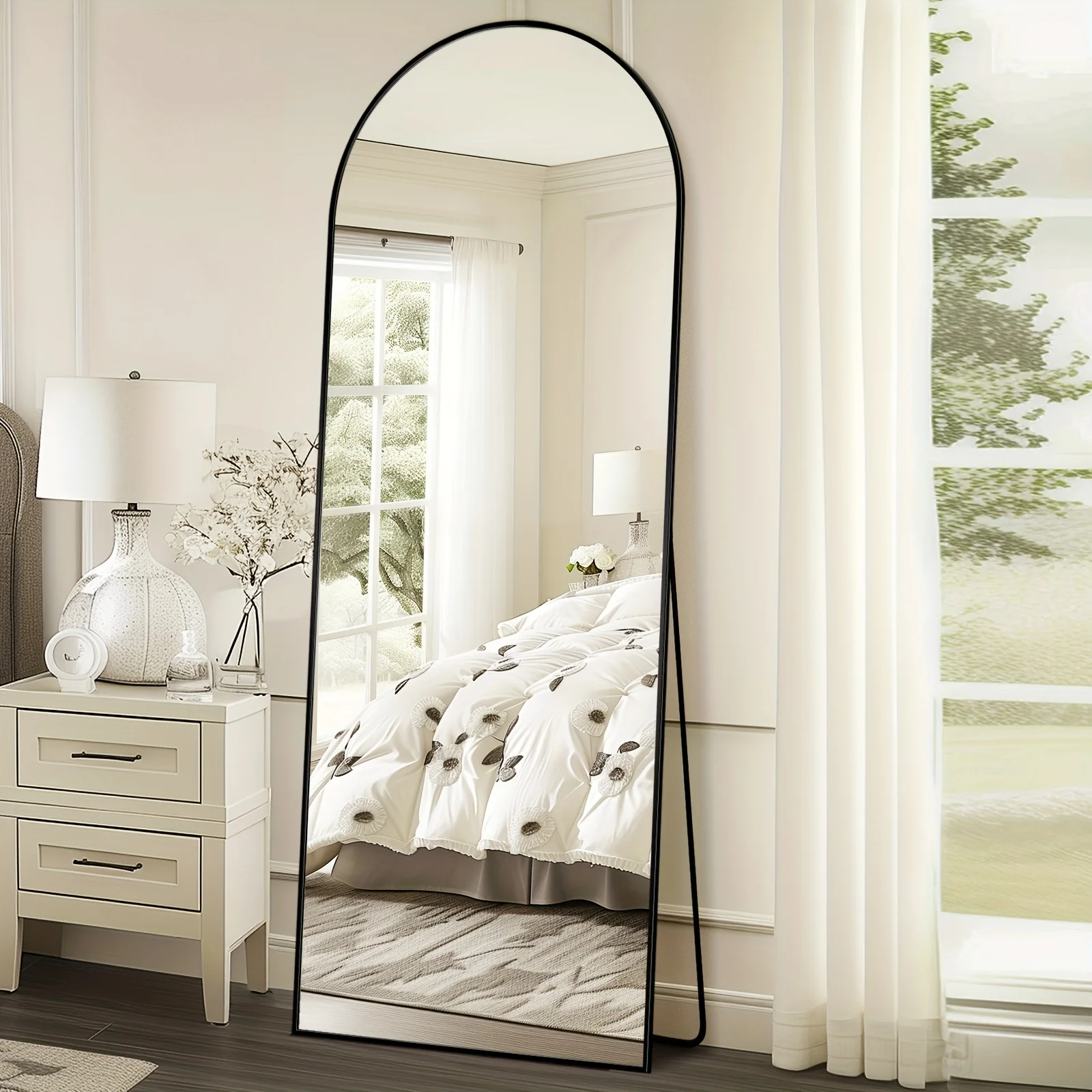 

Arched Floor Mirror, Full Length Freestanding Mirror With Stand, 58×19 In, Full Body Mirror For Bedroom Living Room Cloakroom