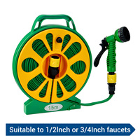 Drillpro Water Pipe 15m PVC Hose with 5 Patterns Spray Nozzle for 1/ 2 Inch or 3/ 4 Inch Faucets Garden Cleaning