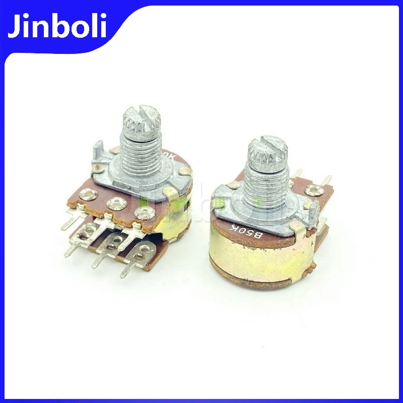 2PCS 16 Type B50K 6Pins Double Speaker Amplifier Audio Treble And Bass Volume Potentiometer 10mm Shaft B503