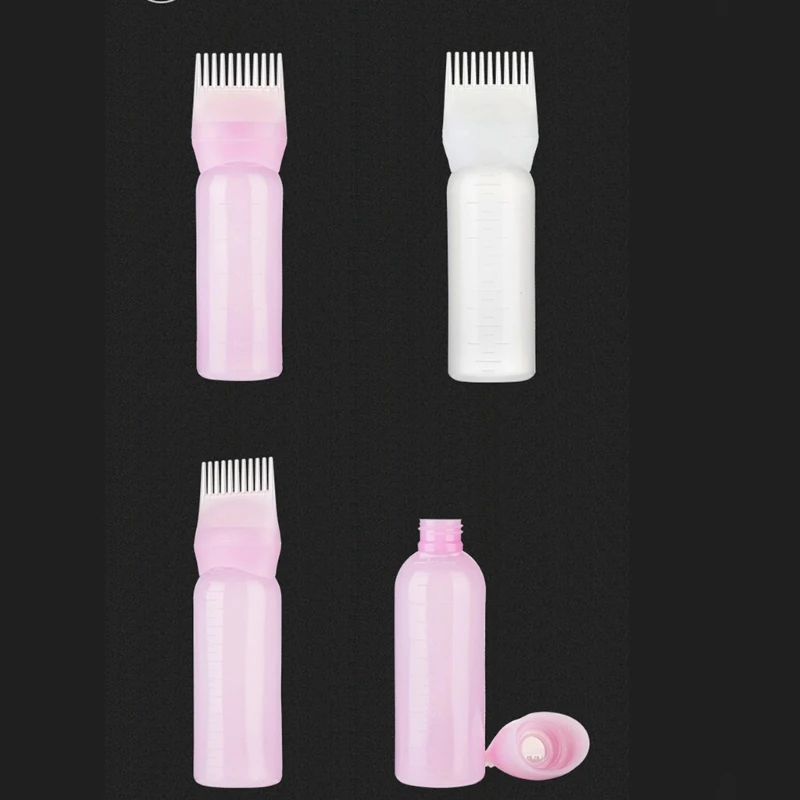 Root Comb Applicator Bottle Refillable Container for Salon Easy to Squeeze Bottles for Hair Dye Bottle with Brush