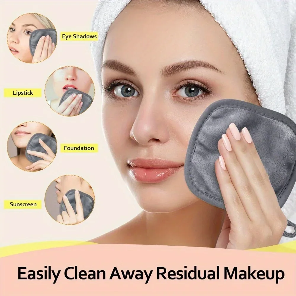 12PCS Makeup Remover Pads Reusable Cotton Pads Makeup Eraser Microfiber Facial Towel Face Cleaner Cleaning Wipes Skincare Tools