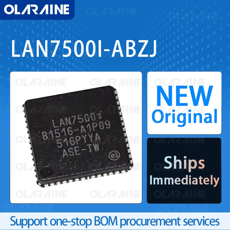 

1/5/10Pcs LAN7500I-ABZJ QFN-56 original ic chip USB2.0 interface RoHS Data rates 12 Mb/s, 480 Mb/s Voltage 3.6 V