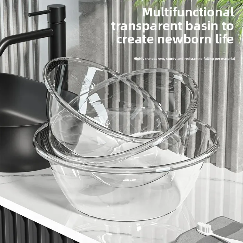 Rundes Waschbecken aus verdicktem Kristall ZT1035, luxuriöses, sturzsicheres Gesichtswaschbecken, Fußwaschbecken, Gemüsereinigungsbecken für Studenten