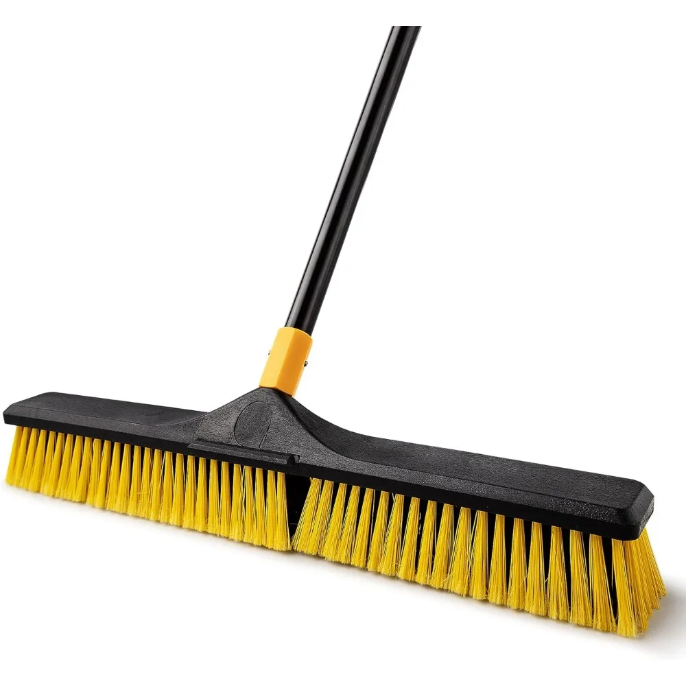 

24" Heavy Duty Push Broom 65.3" Long Handle Stiff Bristles Commercial Outdoor Broom for Patio Garage Deck Wood Stone Tile Floors