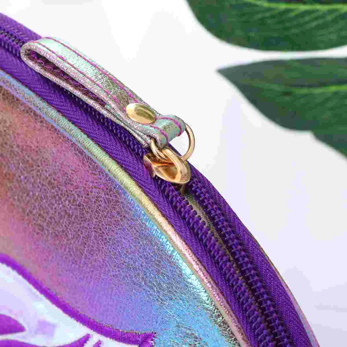 Fishtail Pattern Bag Shiny Makeup Bags Case Toiletry Bag zipper Travel Storage Pouch (Light Purple)