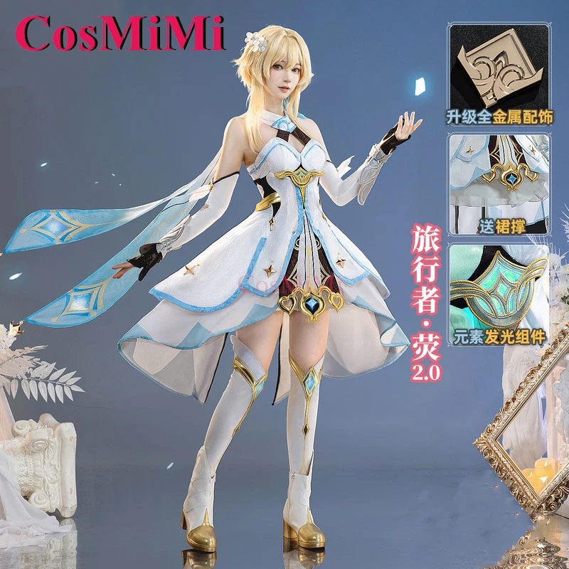 

CosMiMi Game Genshin Impact Lumine Cosplay Costumes Traveller Sweet Gorgeous Uniform Dress Carnival Party Role Play Clothing New