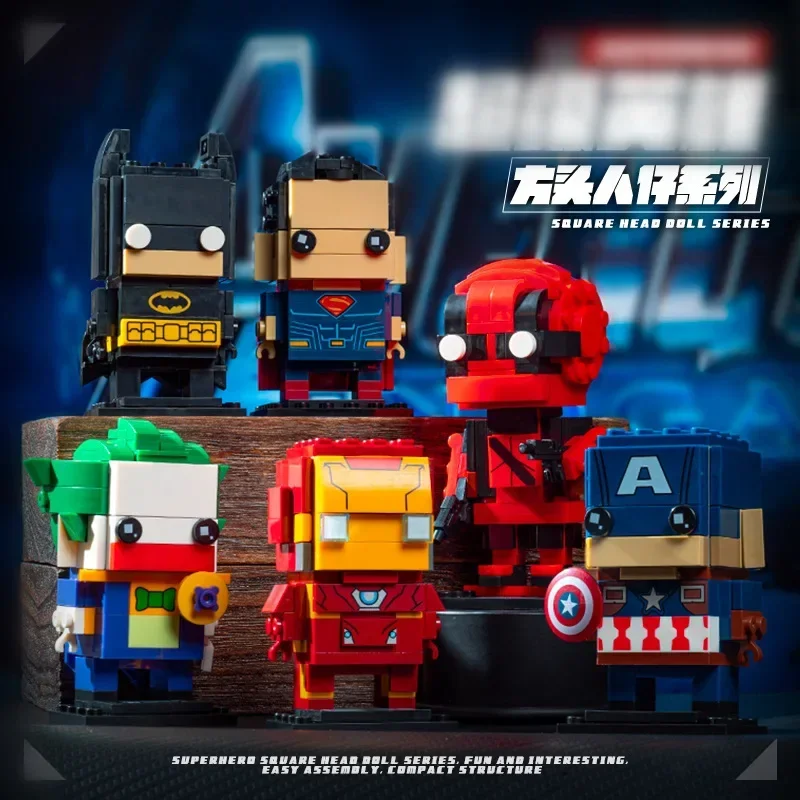 Cartoon Character Iron Man Captain America Building Blocks Toys Small Particles Build Model Toys Give Children Educational Gifts