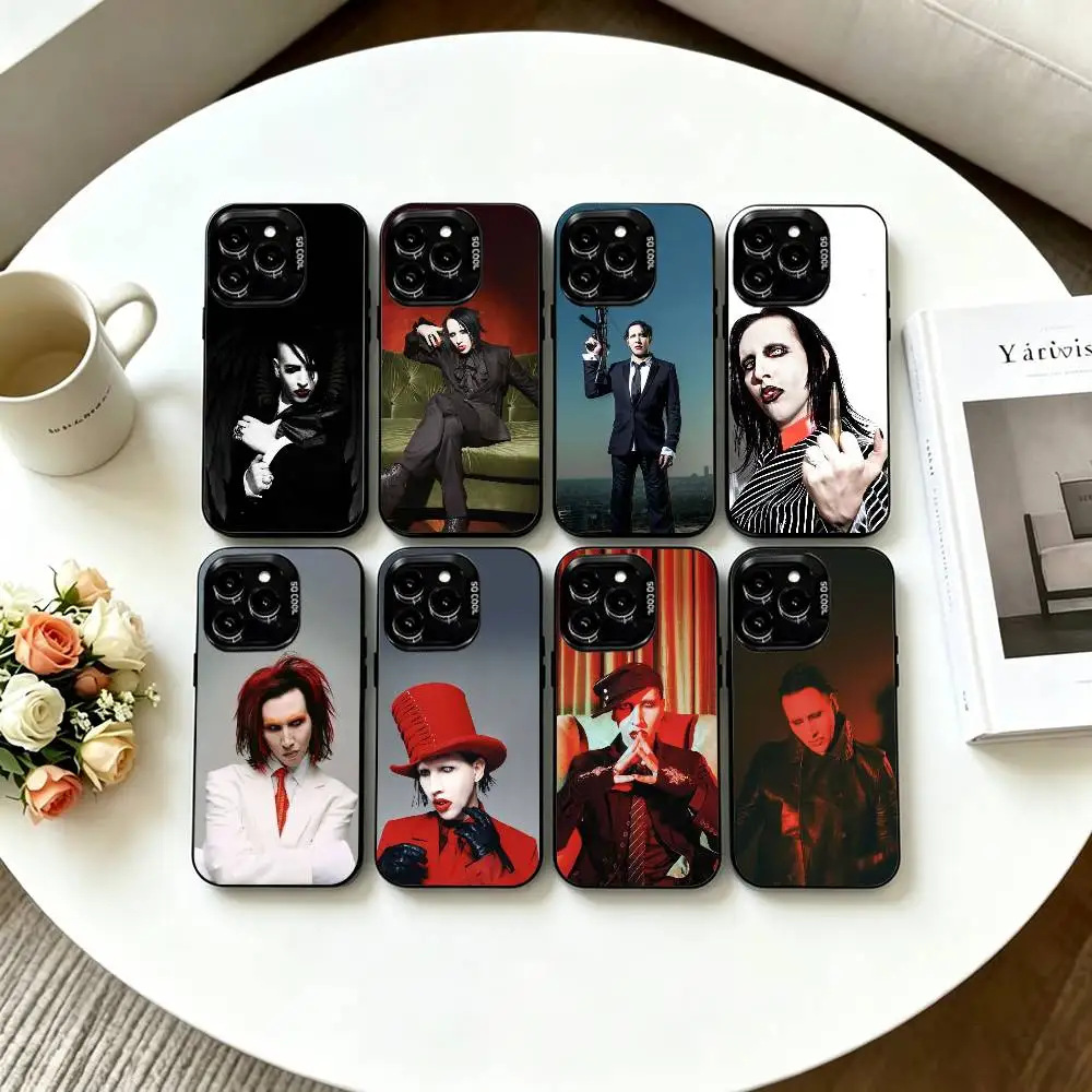 

Singer M-Marilyn M-Manson Phone Case For iPhone 17,16,15,14,13,12,11 Plus,Pro Max,XS,Colored Silver Plated Inside Cover