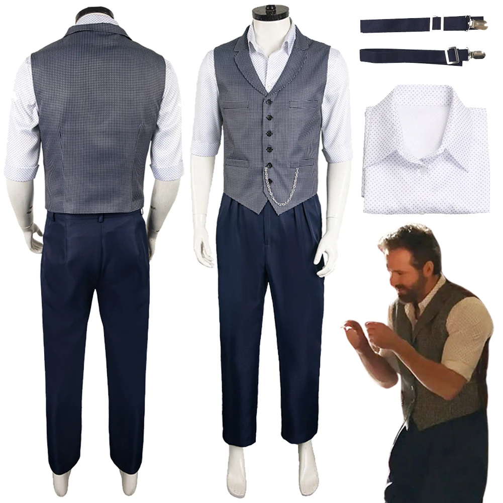 

2024 Movie IF Cosplay Ryan Reynolds the man Upstairs Cosplay Costume Vest Set Disguise For Men Adult Halloween Carnival Suit