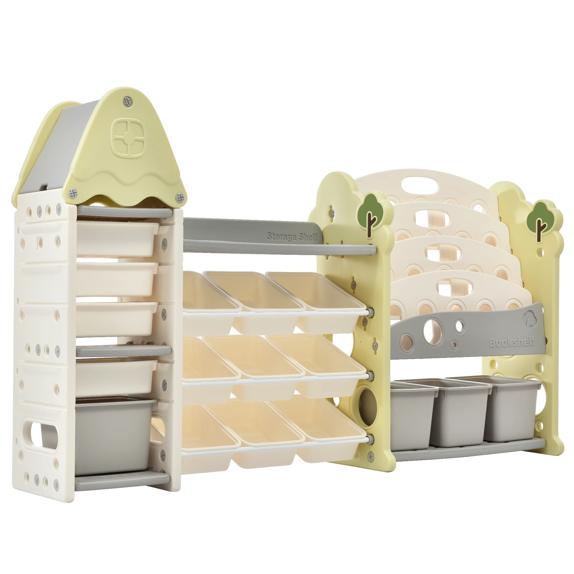 Étagère de rangement pour jouets pour enfants, 17 bacs et 4 étagères, ensemble de meubles multifonctionnels pour pépinière